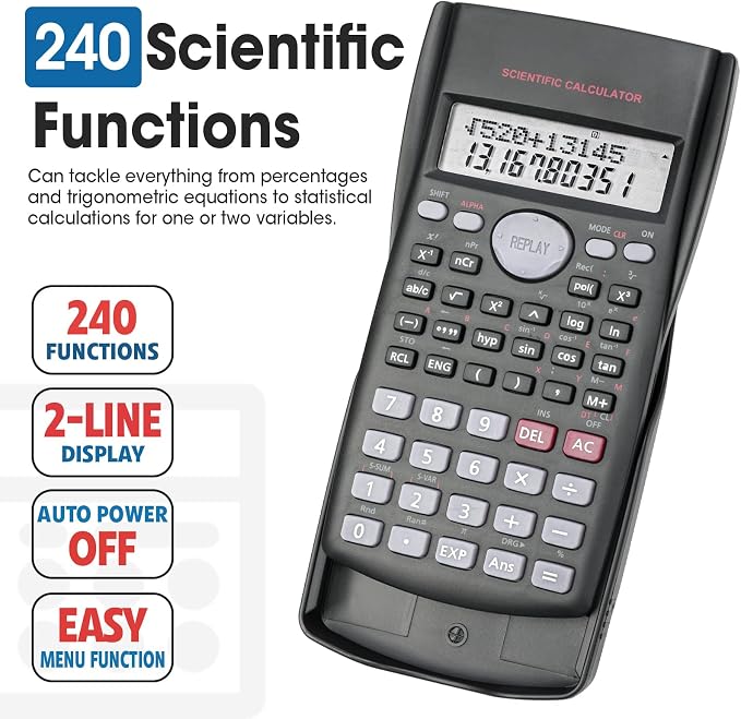 16 Pack Scientific Calculators, 2-Line Large Screen Display 240 Functions - Image 2