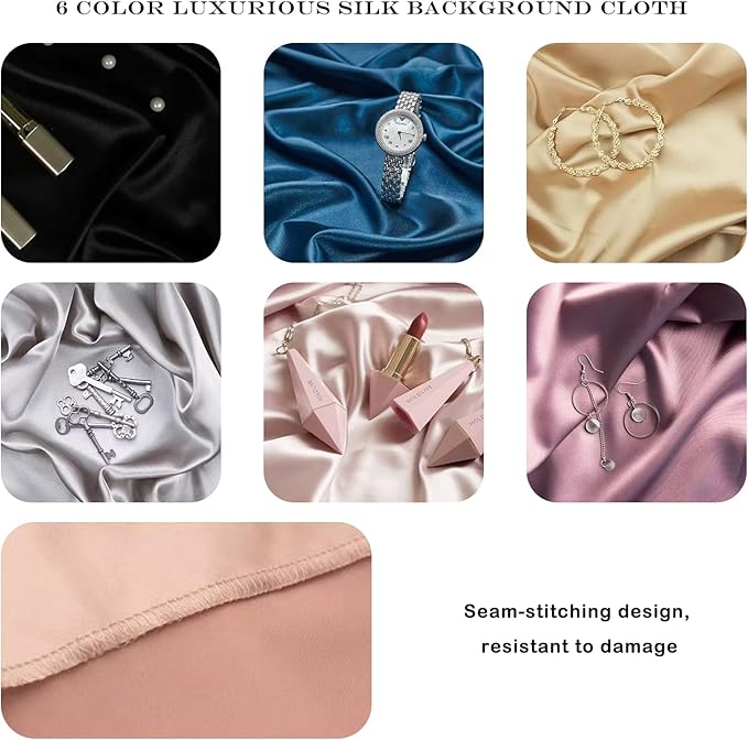 6PCS Product Photography Backdrop, Luxury Silk Texture Photo Props - Image 2