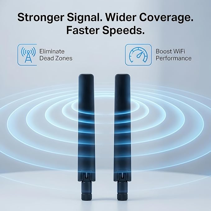 2X WiFi 6E Tri-Band Antenna 10dBi 2.4GHz/5GHz/5.8GHz High Gain MIMO RP-SMA Male - Image 3