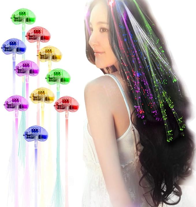 LED Flashing Fiber Optic Hair Accessories by Wiekose