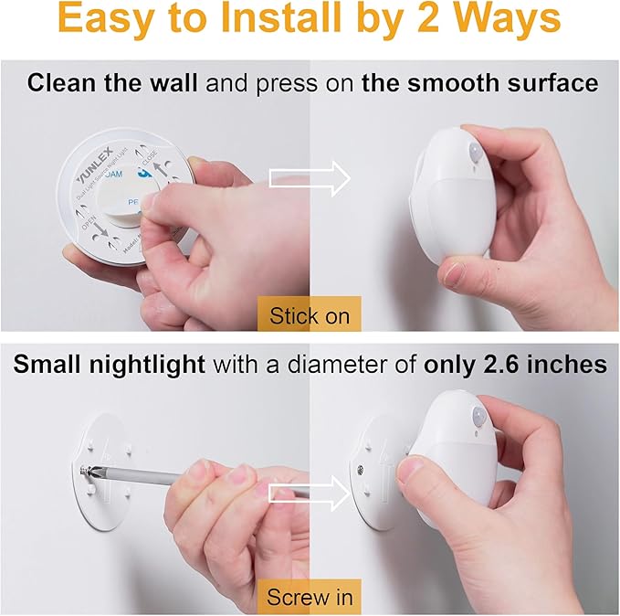 YUNLEX 2 Pack Blue Battery Night Light, Motion Activated Stick on Lights - Image 6