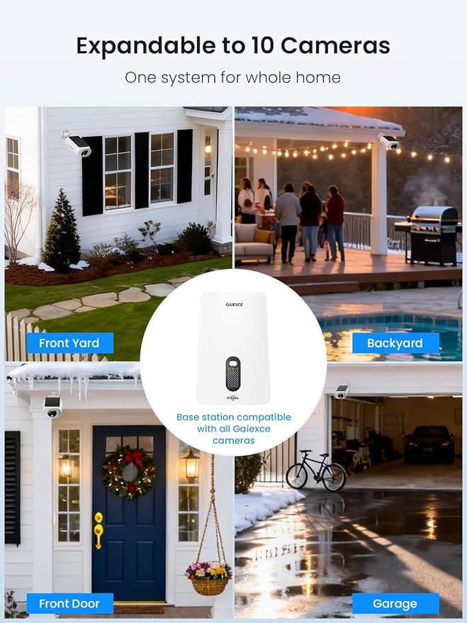 Solar Security Cameras Wireless Outdoor 2 Cam Kit Expadable to 10H, No - Image 4