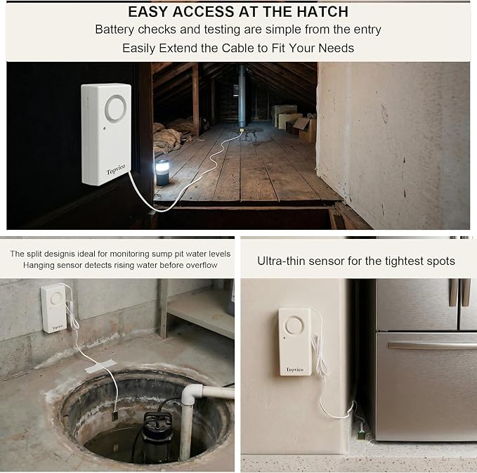 Water Sensor Alarm for Home, Sump Pump, RV Water Heater Leak Detector, Overflow - Image 6