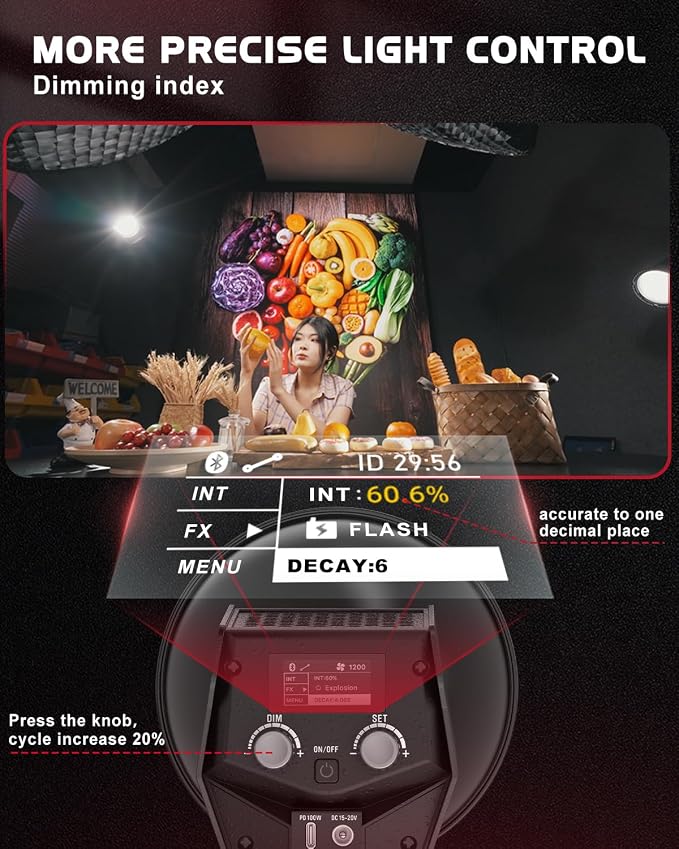 IFOOTAGE LED Video Light SL1 60DN, 5600K Daylight Photography Lighting - Image 4