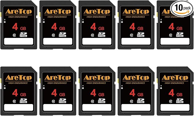 AreTop SD Card 4GB, 10 Pack Class 10 SDHC Memory Card, 10 Pack 4GB Full HD by AreTop