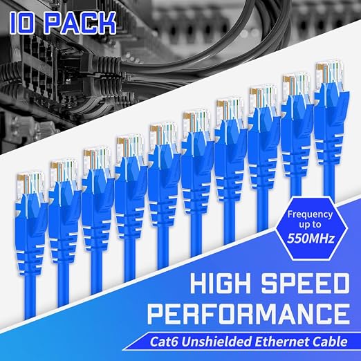 Cat6 Ethernet Cable 1 Feet 10 Pack Network RJ45 Cat6 Internet Patch Cable - Image 2