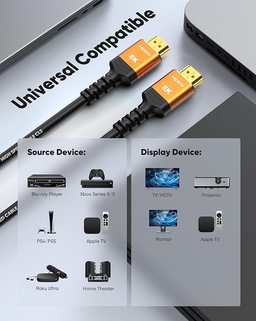Highwings HDMI Cables 15FT Long, 8K Ultra High Speed HDMI 2.1 Cable 8K@60 - Image 7