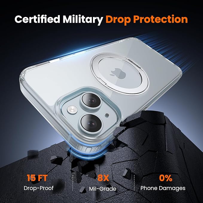 toushion 3 in 1 for iPhone 15 Case Stand |Build in Kickstand, Screen Protector - Image 3