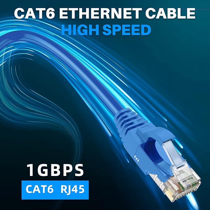 Adoreen Cat 6 Ethernet Cable 300 Ft-Blue, Outdoor & Indoor Snagless Long Round - Image 5