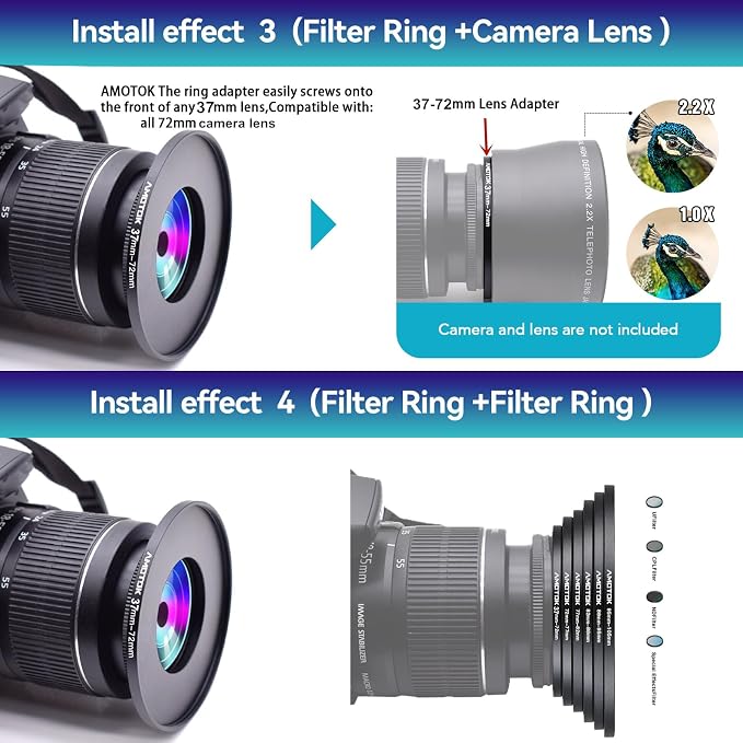 37mm Lens to 72mm Camera Lens Adapter, 37mm to 72mm Filter Step-up Ring Adapter - Image 7