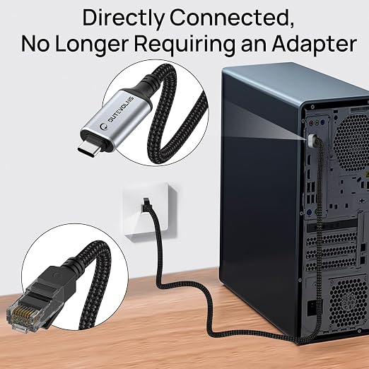 USB C to Ethernet Cable 3.3FT, Type C to RJ45 Nylon Cord, Gigabit Directly - Image 3
