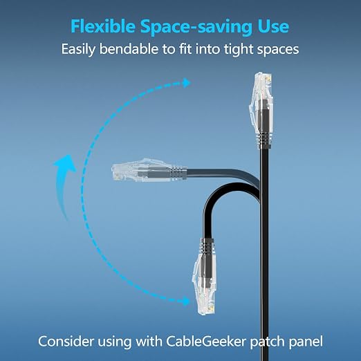CableGeeker Patch Cables Cat6a 0.5ft Slim, Cat6 Ethernet Patch Cable 10G Support - Image 3