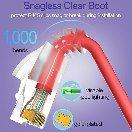 Cat6a Patch Cables 0.5ft Slim, Cat6 Ethernet Patch Cable Pure Copper, Flexible - Image 5