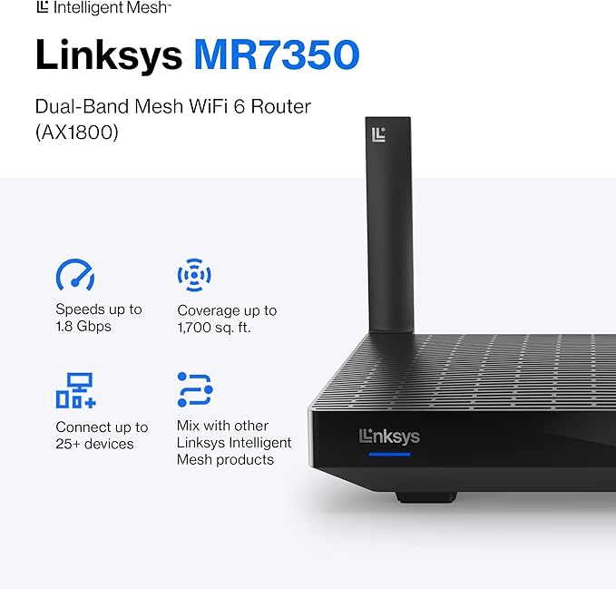 Linksys Mesh Wifi 6 Router, 700 Sq. ft Coverage, 25+ Devices, Speeds up to - Image 2