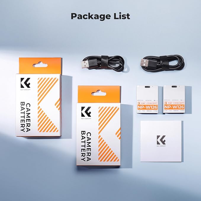 K&F CONCEPT 2-Pack NP-W126 Battery, USB C NP-W126S XT30III Battery Compatible - Image 7