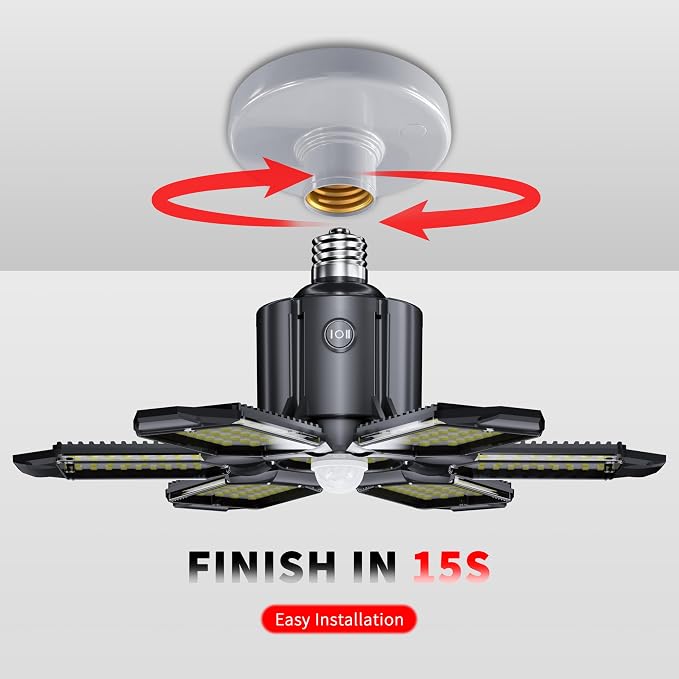 LED Garage Light Motion Sensor - 200W Deformable Garage Lights Ceiling LED - Image 6