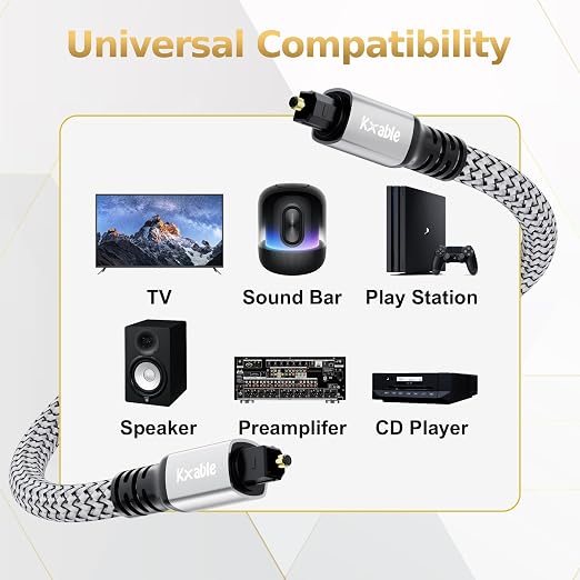 Kxable Optical Audio Cable 10 FT, Digital Audio Cable, Toslink Fiber Optic Cord - Image 5