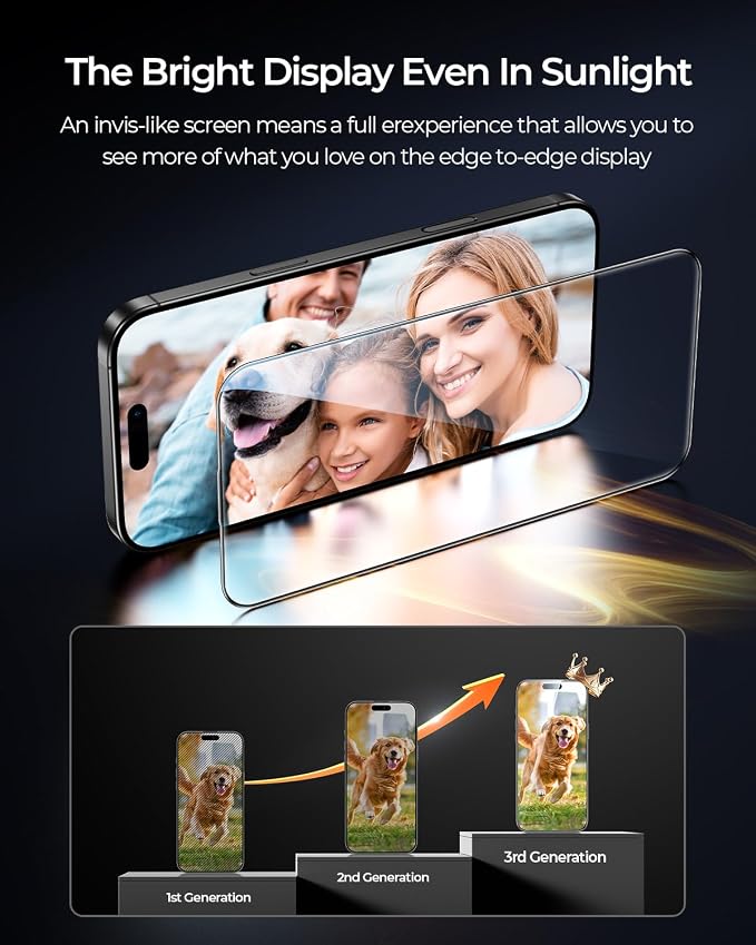 MRGLAS 4-Pack TOP 9H+ Glass for iPhone 15 Pro Max Privacy Screen Protector - Image 7