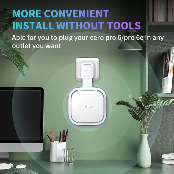 Wall Mount Holder for eero Pro 6e/6 Mesh Wi-Fi System, Outlet Wall Mount Stand - Image 6