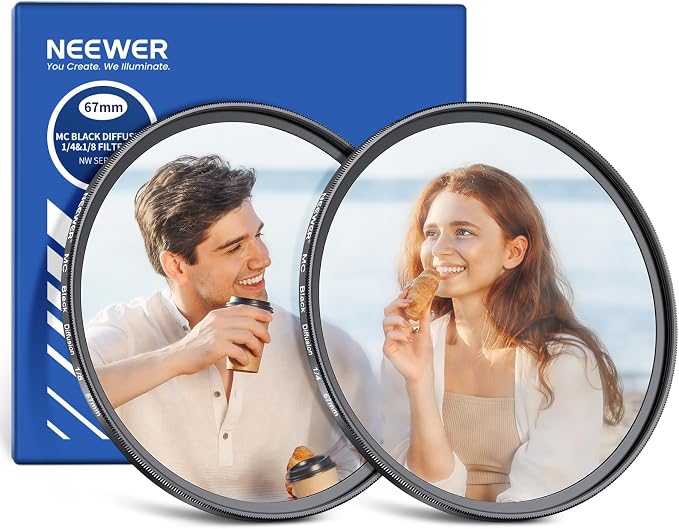 NEEWER 67mm 1/4 & 1/8 Black Diffusion Camera Lens Filter 2 Pack Set, Dreamy by Neewer