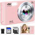 Digital Camera, Upgraded FHD 4K Pink Digital Camera by CEYE