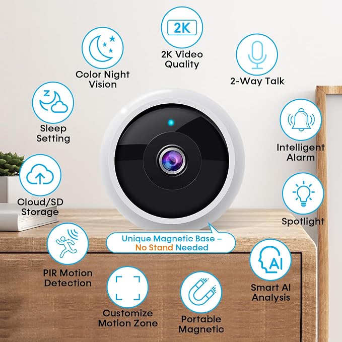 AMTIFO Security Cameras Wireless Outdoor: Magnetic 2-Pack Install-Free Indoor - Image 3