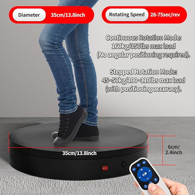 360 Rotating Platform, 13.8Inch/35cm Remote Motorized Turntable, 400lbs - Image 7