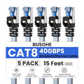 BUSOHE Cat 8 Ethernet Cable 15 FT 5 Pack, Nylon Braided High Speed Heavy Duty by BUSOHE