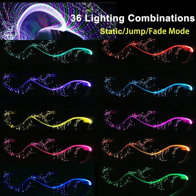 Fiber Optic Dance Whip Rechargeable, AZIMOM Space Whip 6ft 360° Swivel 36Mode - Image 2