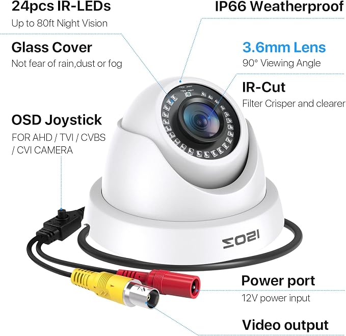 ZOSI 1080p Dome Security Cameras, 2MP Day Night Weatherproof Surveillance CCTV - Image 8