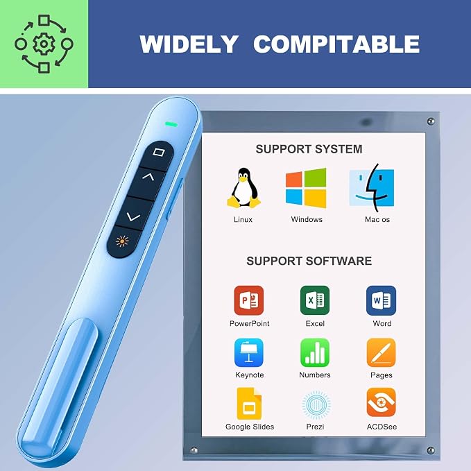 QUI Presentation Clicker with Volume Control, 2.4GHz USB Wireless Presenter - Image 7