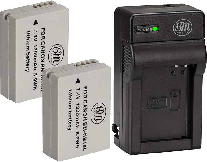 BM Premium 2 Pack of NB-10L Battery and Charger Kit by BMPremium