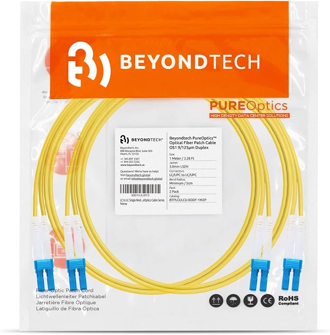 BEYONDTECH 1m LC to LC Fiber Patch Cable – UPC Single-Mode Duplex Fiber Optic - Image 7