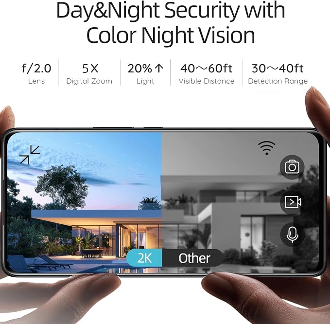 Rraycom 2Pack 5G/2.4G WiFi Security Cameras Wireless Outdoor, 2K Battery - Image 6
