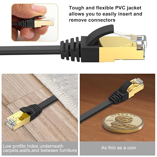 Ercielook CAT8 Ethernet Cable 100 ft High Speed, Shielded Flat Internet Cable - Image 3