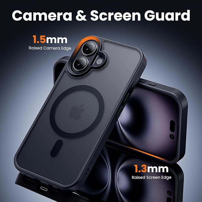toushion 3 in 1 for iPhone 16 Plus Case Clear Matte Black | - Image 5