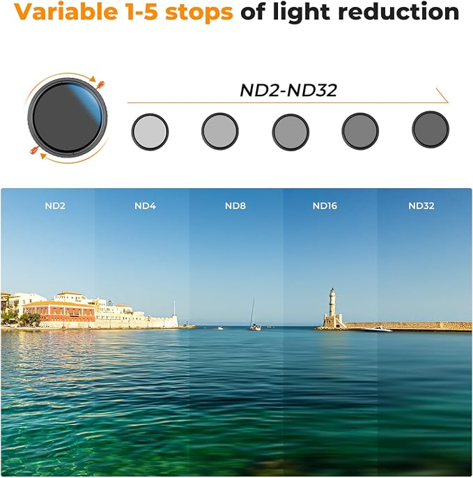 K&F CONCEPT 55mm Variable ND2-32 & Circular Polarizing Lens Filter in 1 - Image 4