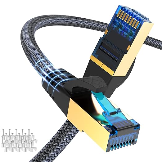 Cat 8 Ethernet Cable 75ft, Indoor Nylon Braided Cat 8 Cable, Heavy Duty 26AWG by Ciwoda