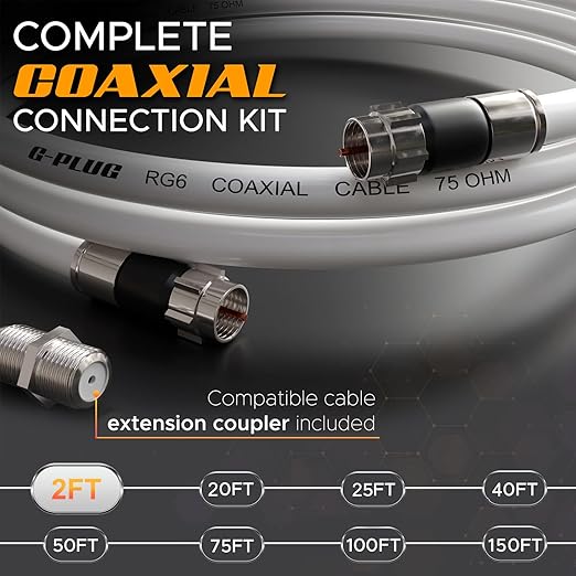 G-PLUG 2FT RG6 Coaxial Cable Connectors Set - Image 2