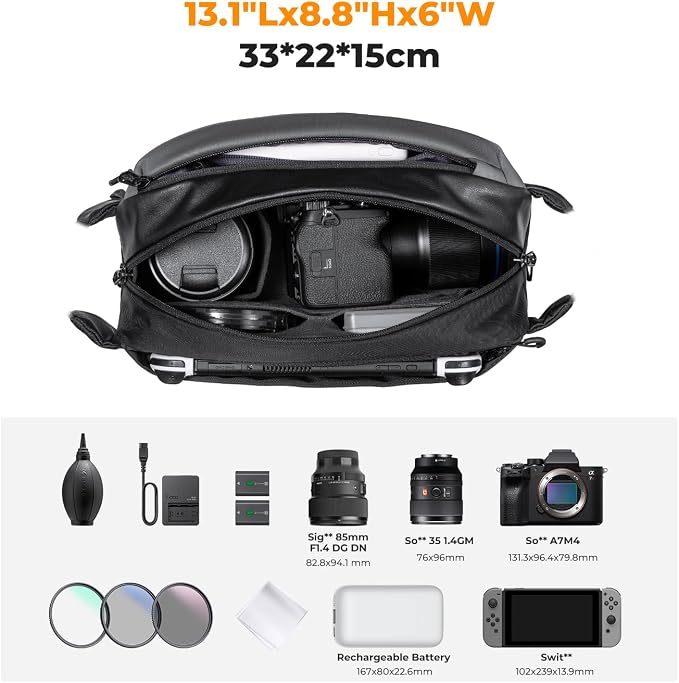 K&F CONCEPT Camera Sling Bag Crossbody Bag Waterproof Camera Shoulder Backpack - Image 2