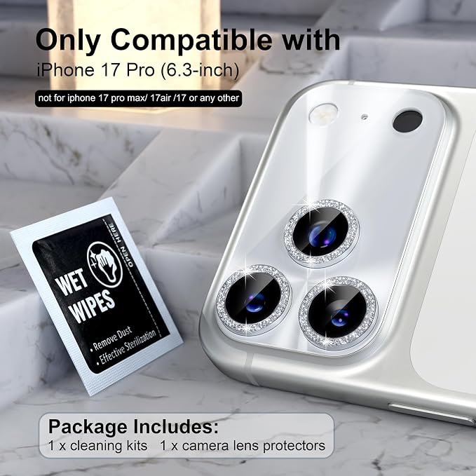 Choiche Compatible for iPhone 17 Pro Camera Lens Protector, Bling Camera Cover - Image 2