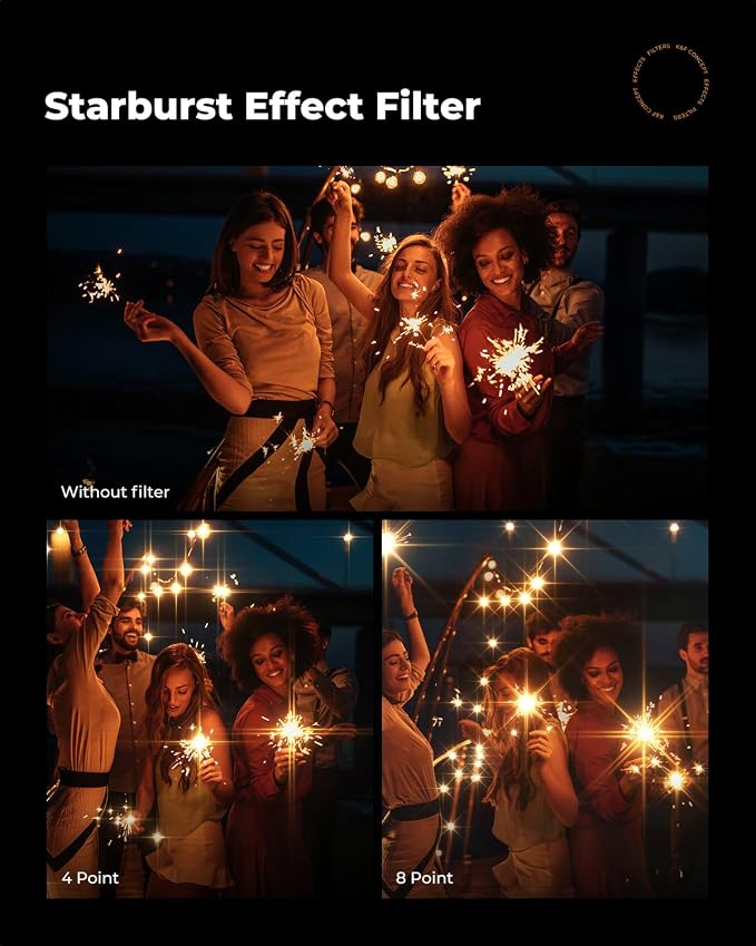 K&F CONCEPT 58mm Variable Star Filter Cross Screen Starburst Filter 4, 8 Points - Image 5