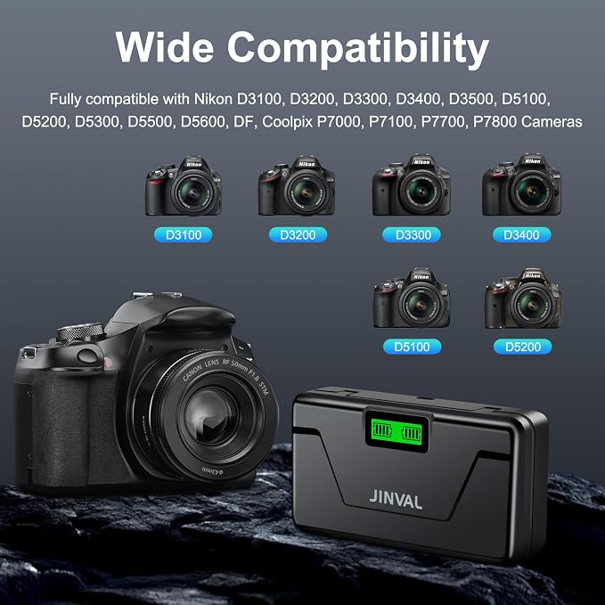 EN-EL14 EN-EL14A Battery 2 Pack and Charger Case Compatible - Image 2