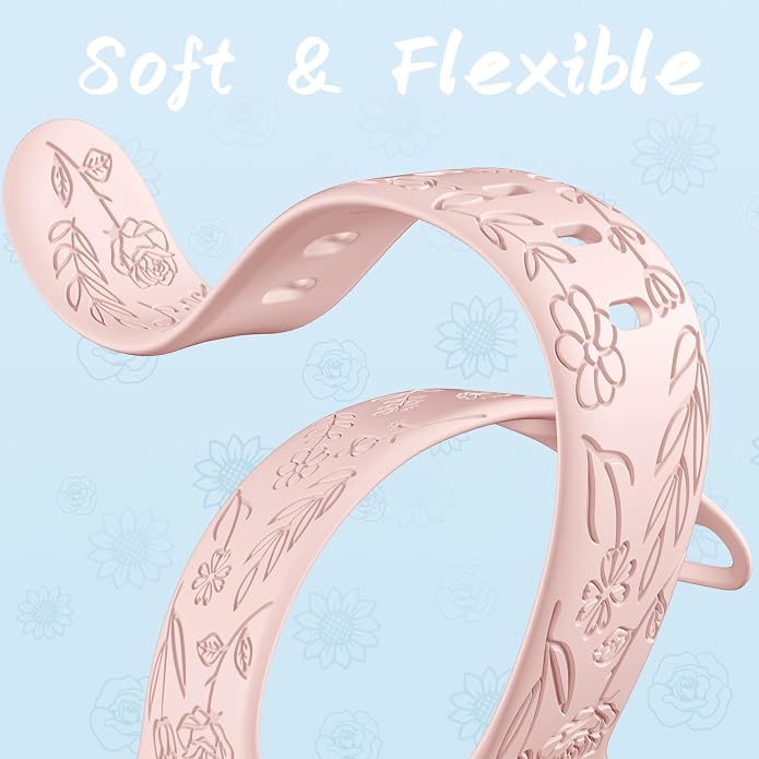 SNBLK 6 Pack Floral Engraved Bands Compatible - Image 8