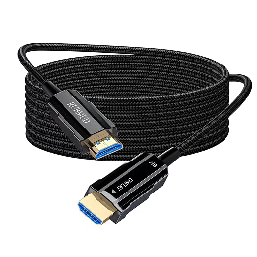 8K HDMI 2.1 Cable 6ft, Fiber Optic HDMI Cable Braided Cord, High Speed Active by RUBMUD