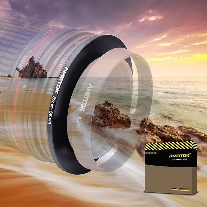 82mm Lens to 55mm Camera Lens Adapter, 82mm to 55mm Filter Step-Down Ring by AMOTOK