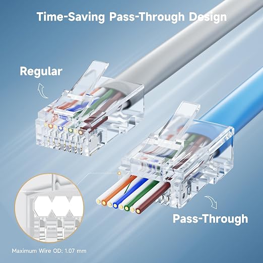Cable Matters 50-Pack Cat 6 Pass Through RJ45 Connectors, 50µ Gold Plated - Image 2