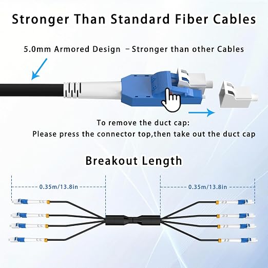 300M/984FT LC to LC Armored Outdoor Fiber Optic Cable, Single Mode Duplex - Image 7