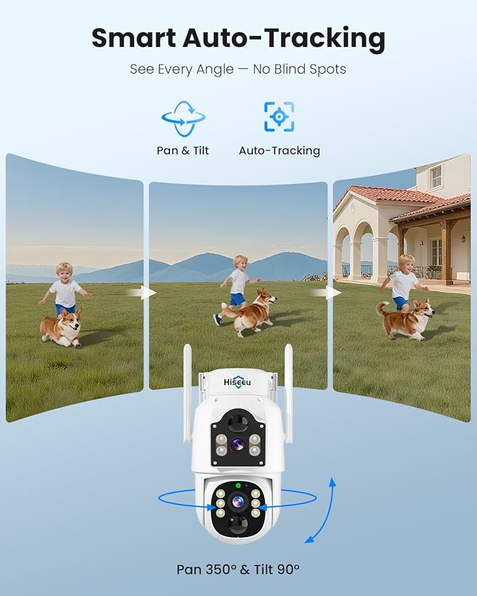 Hiseeu Wireless Solar Camera Outdoor 4MP Dual Lens, Wireless Home Security - Image 3