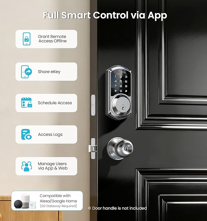 Veise VE06 Smart Deadbolt with App Control, Keyless Entry Smart Lock - Image 3